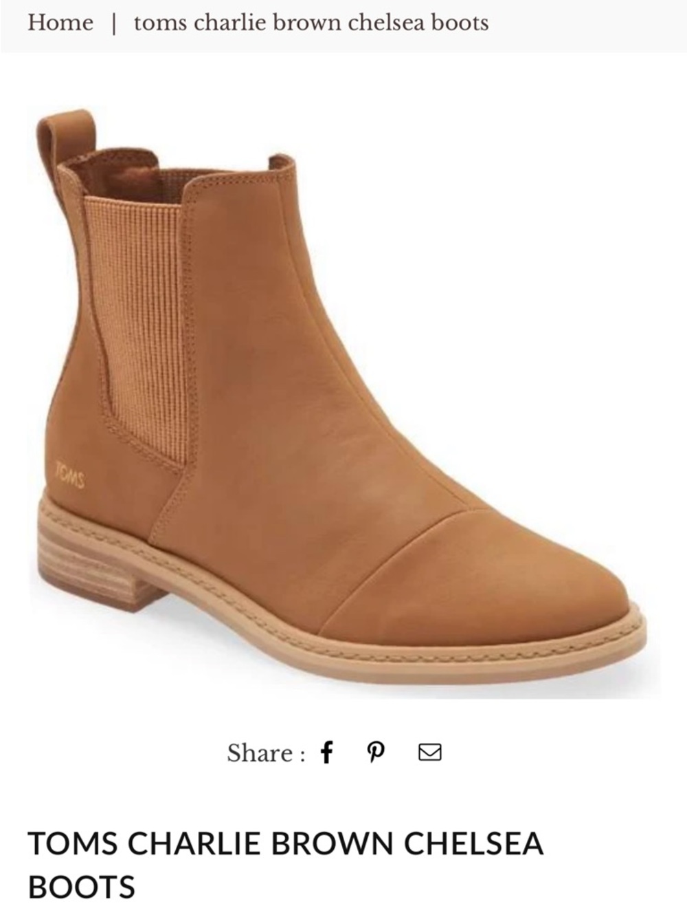 Toms Chelsea Ankle Boot in Tan Leather